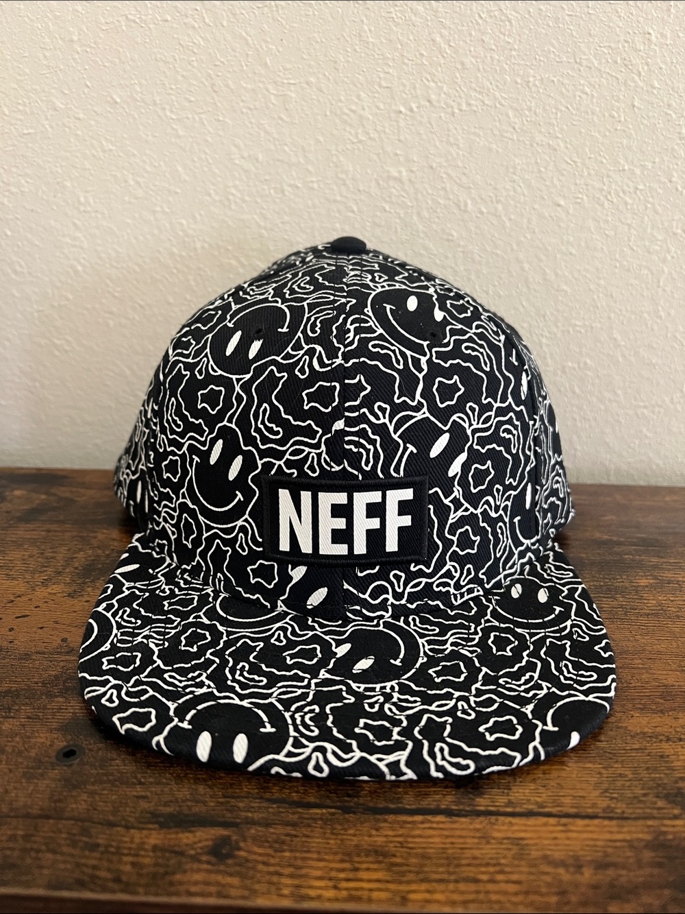 Neff Hat Black & White Hat Smiley Faces One Size Men's Skater
